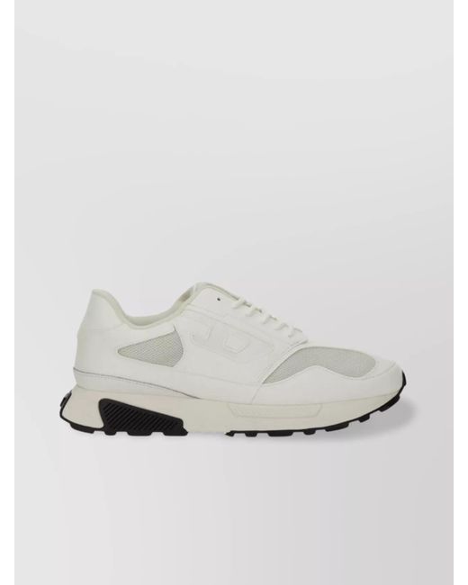 DIESEL White Controlled Mesh Panels Round Toe Sneaker for men