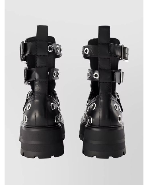 McQueen Black Leather Ankle Boots