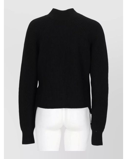 Nude Black Long Sleeve Cropped Rib Knit Cardigan