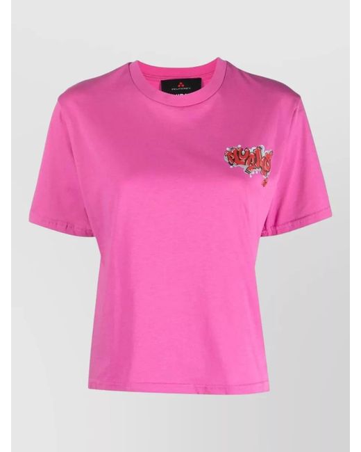 Peuterey Pink Logo T Shirt Graffiti Chest Print