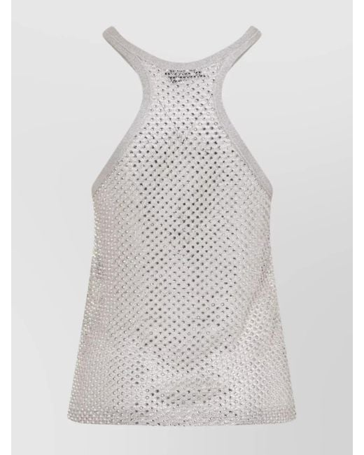 Tom Ford White Lurex Halterneck Ribbed Top