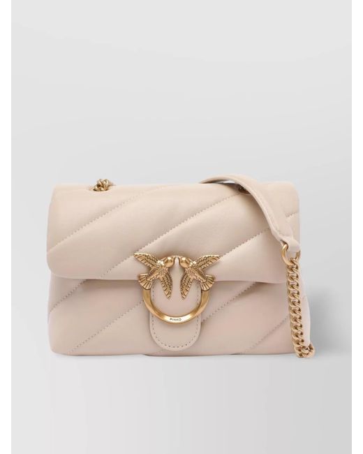 Pinko Natural Love Bag Puff Mini Leather Quilted Shoulder Bag