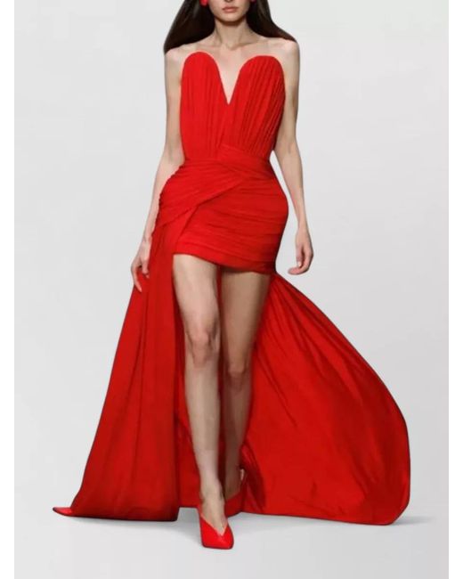 Stella McCartney Red Crepe Jersey Strapless Draped Maxi Dress