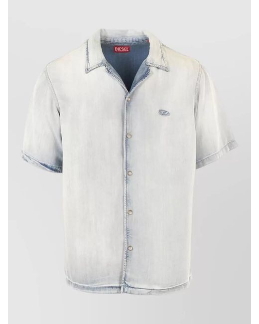 DIESEL White Short Sleeves Shirt Spread Collar Nylon Silk for men