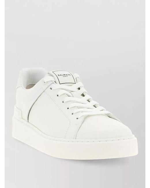 Balmain Natural Lace Up Court Sneakers Minimal Design Rubber for men