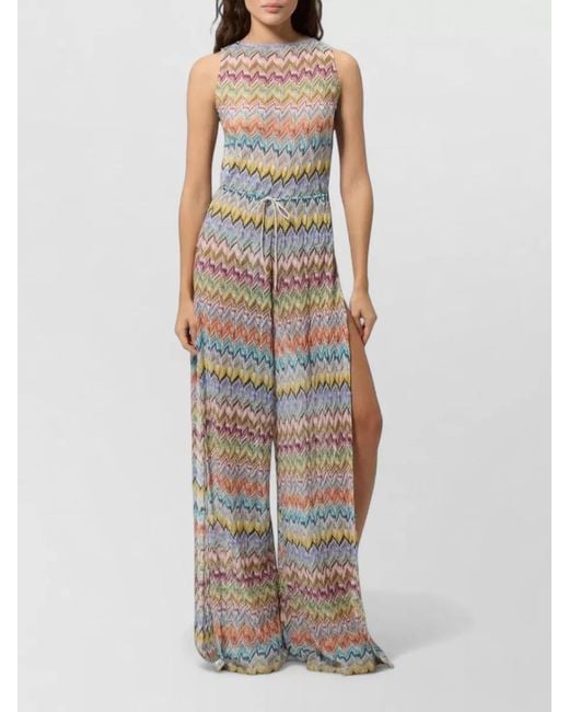Missoni White Beachwear Sleeveless Backless Wide Leg Jumpsuit