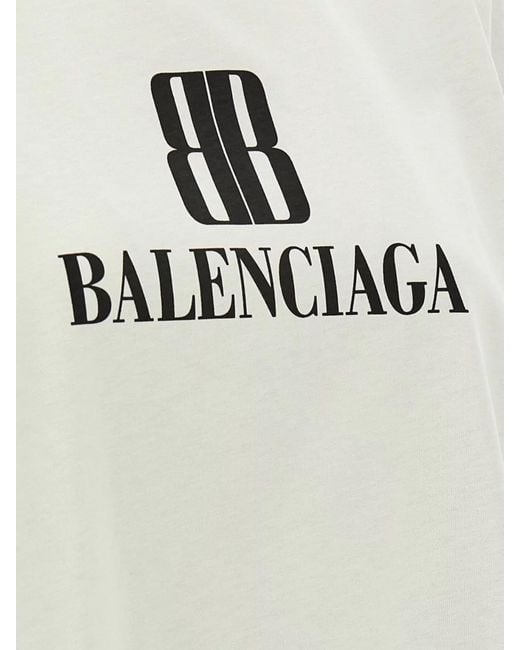 Balenciaga White T-Shirt With Printed Logo
