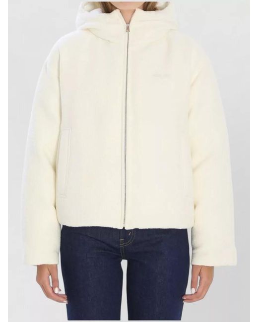 Gucci White Wool Blend Hooded Bomber Jacket