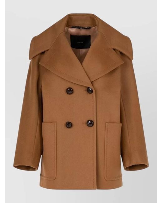 Max Mara Brown Peacoat Double Breasted Coat Large Lapels