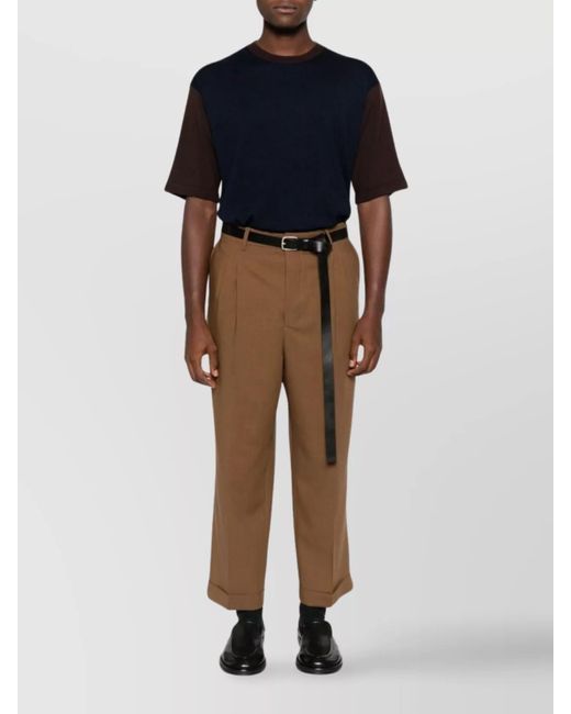 Lanvin Blue Wool Colour-Block Short-Sleeve T-Shirt for men