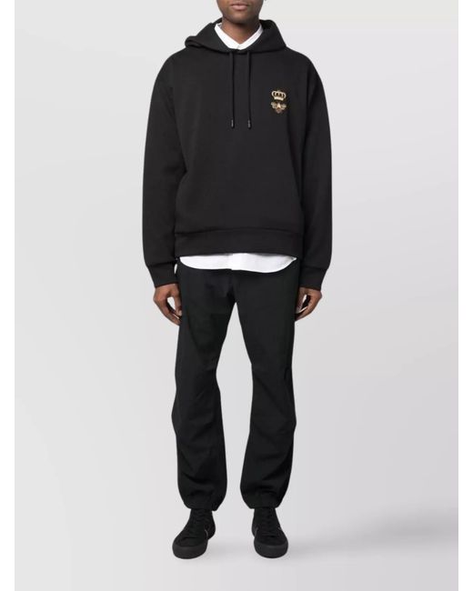 Dolce & Gabbana Black Cotton Embroidered Logo Hoodie for men