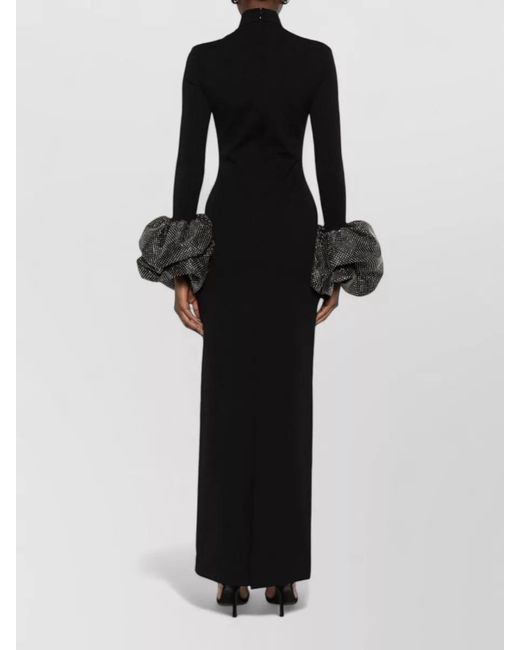 Solace London Black Viviana Satin Maxi Dress Mock Neck