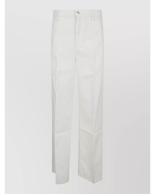7 For All Mankind White High-Rise Pleated Wide-Leg Trousers