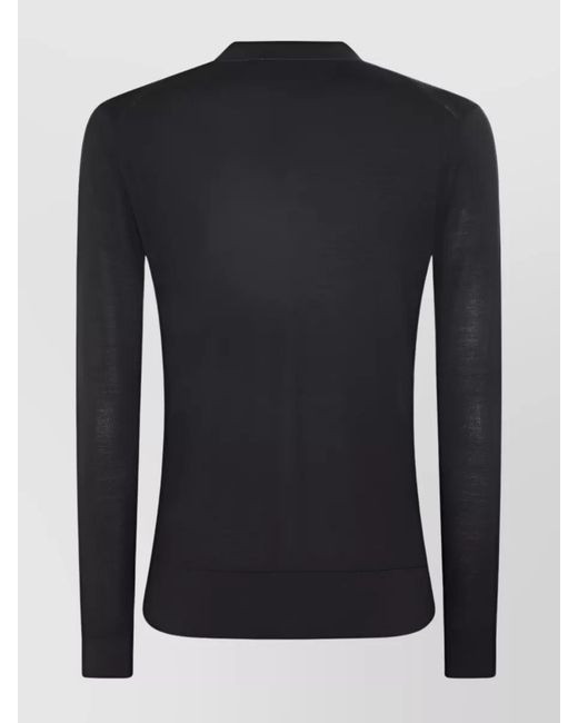 Tory Burch Black Signature Double T Wool-Silk Blend Knit Top