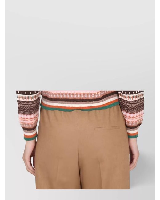 Ballantyne Brown Ribbed Crewneck Jumper