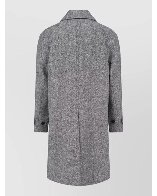 Lardini Gray Mid Length Coat Notched Collar Tailored Fit for men
