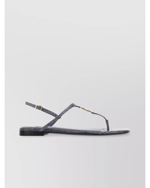 Fendi Metallic Leather Flat T-Bar Sandals