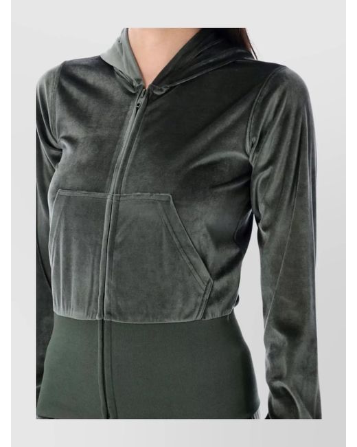 Balenciaga Green Bistretch Velvet Zip-Up Hoodie
