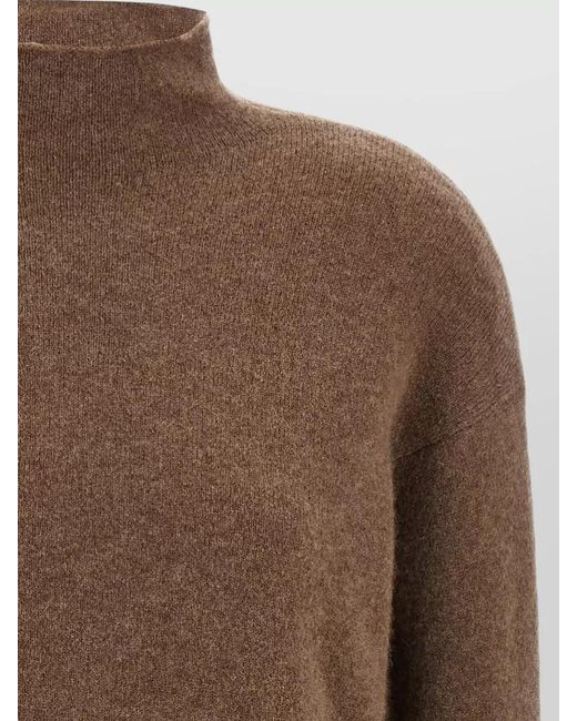 Max Mara Brown Orlaya Stretch Cashmere Mock Neck Sweater