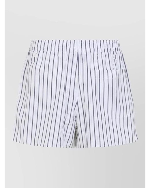 AMI White Elasticated Shorts Vertical Stripes Pockets for men