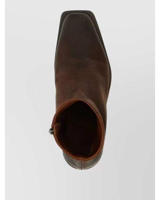 Marsèll Brown Tex Ankle Boots Block Heel Square Toe for men