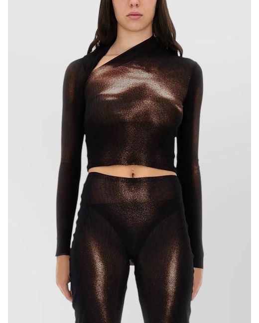 Jean Paul Gaultier Black Printed Asymmetric Cutout Long-Sleeve Top