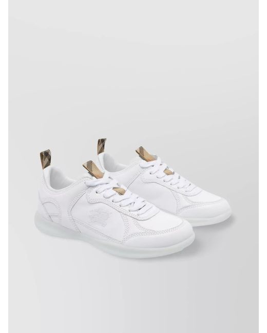 Burberry White Leather Low-Top Sneakers