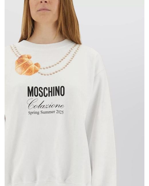 Moschino White Cotton Regular-Fit Jumper