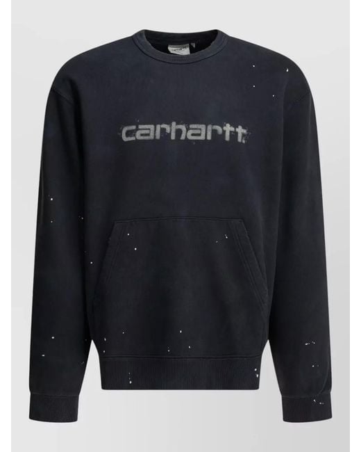 Carhartt Blue Painter Logo Crewneck Sweatshirt Kangaroo Pocket for men
