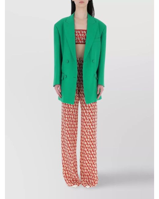 Valentino Garavani Green Silk Oversized Double-Breasted Blazer