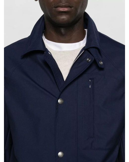 Brunello Cucinelli Blue Wool Field Jacket for men