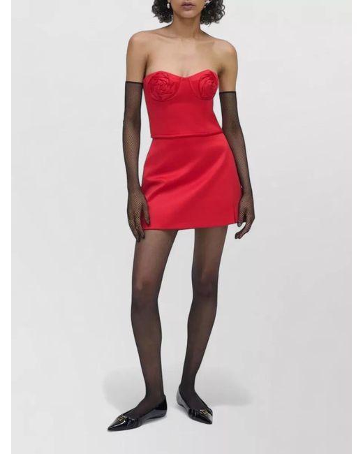 Marc Jacobs Red High Waisted Satin Midi Skirt