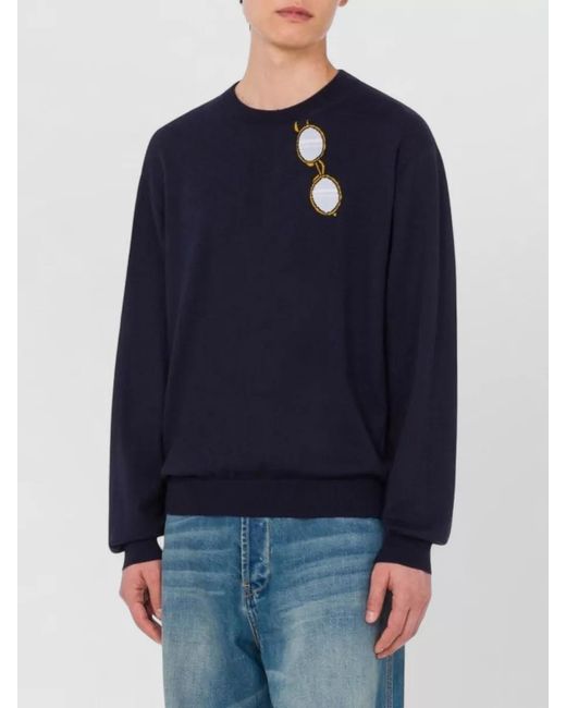 Moschino Blue Wool Crewneck Jumper for men