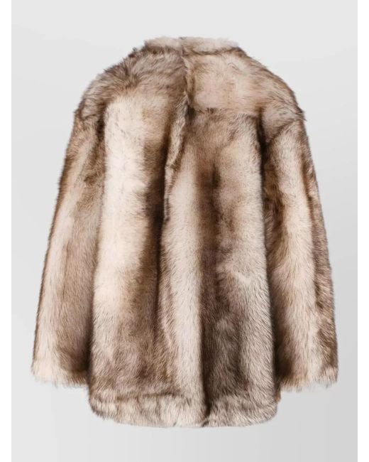 Salvatore Santoro Brown Sheepskin Faux Fur Coat Long Sleeves