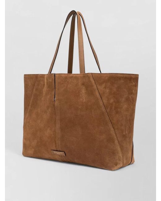 Gianni Chiarini Brown Maya Rectangular Suede Tote Bag Dual Handles