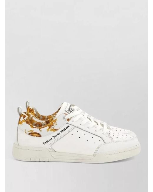 Versace Jeans Couture White Leather Logo Low-Top Sneakers for men