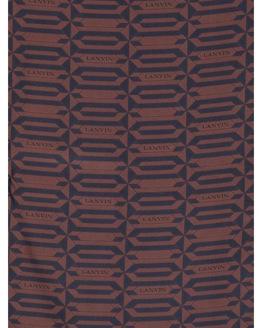 Lanvin Purple Silk Logo-Print Scarf