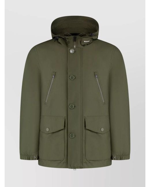 Woolrich Green Hooded Parka for men