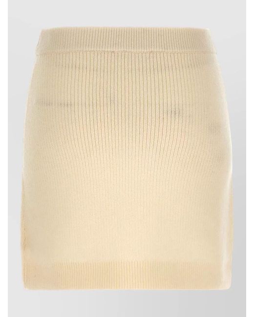 MICHAEL Michael Kors Natural Knit Mini Skirt Decorative Buttons Waistband