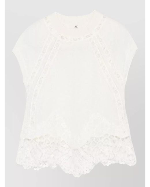 Ermanno Scervino Natural Cashmere Lace Knit Top High Neck