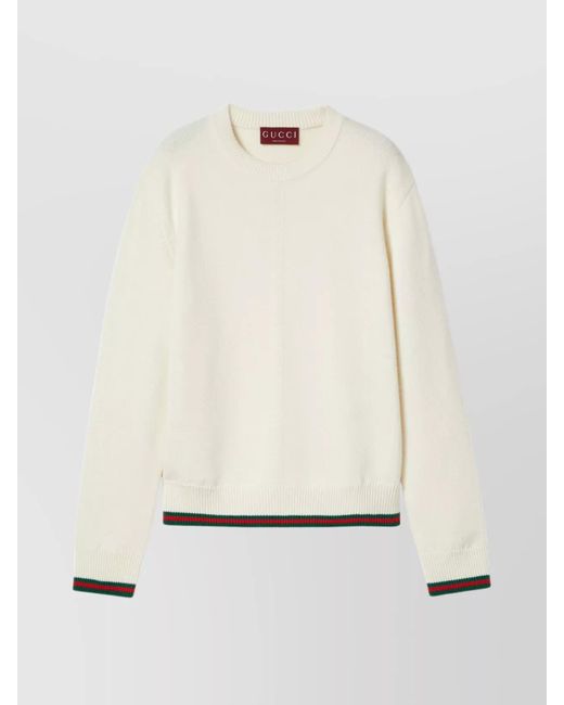Gucci Natural Cashmere Wool Crew Neck Jumper