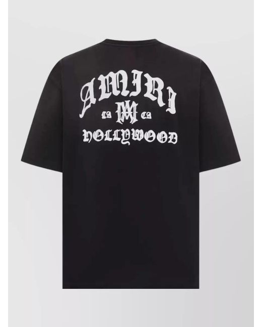 Amiri Black Hollywood Crew Neck Graphic Print T-Shirt for men