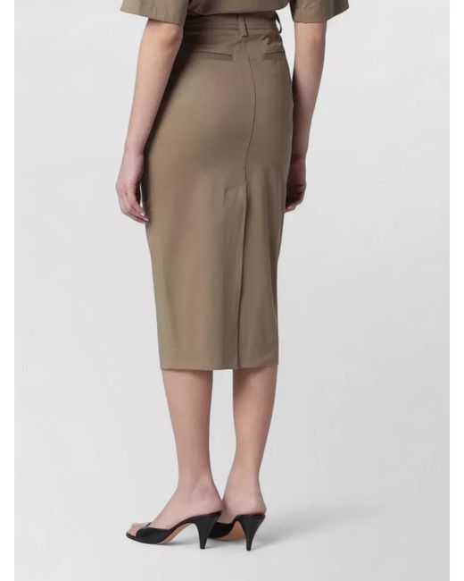 Thelatest Natural High Waist Skirt Back Slit Belt Loops