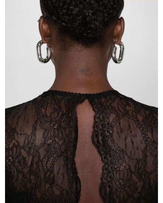 The Attico Black Silk Lace Dress Knee Length Backless
