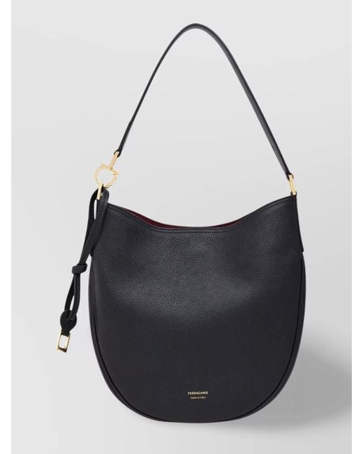 Ferragamo Black Medium Leather Hobo Bag