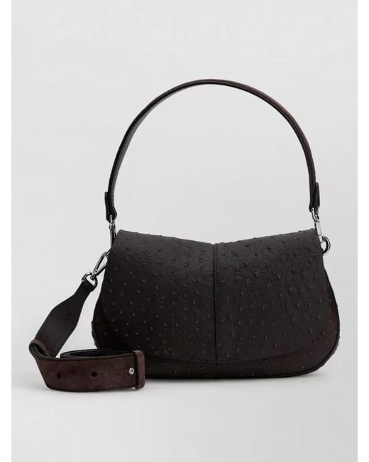 Gianni Chiarini Black Bag Calfskin Textured Adjustable Shoulder Strap