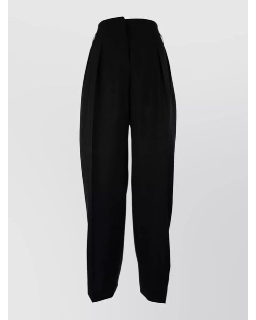 Prada Black High Waist Pleated Pants Side Back Pockets