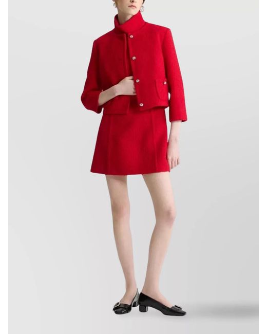 Patou Red Virgin Wool Box Jacket