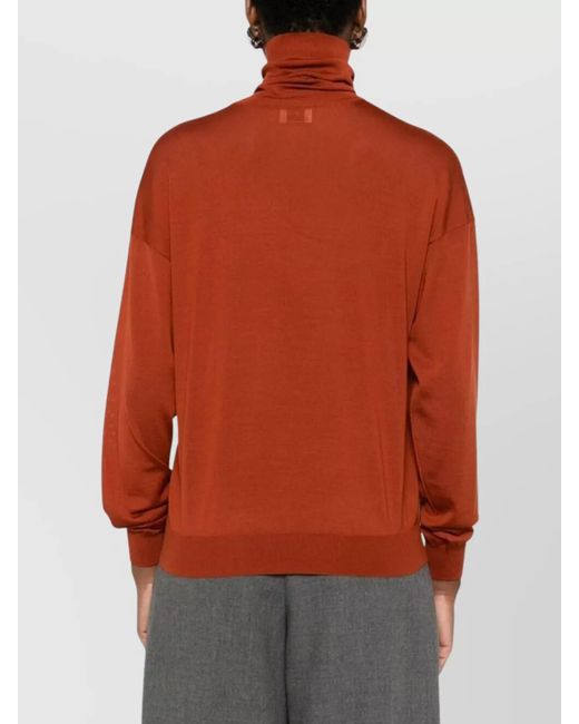 Saint Laurent Orange Wool Turtleneck Sweater