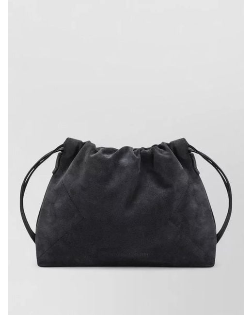 Brunello Cucinelli Black Bucket Bag Suede Texture Top Handle